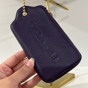 Coach Hangtag Zip Coin Wallet - New - Violet
